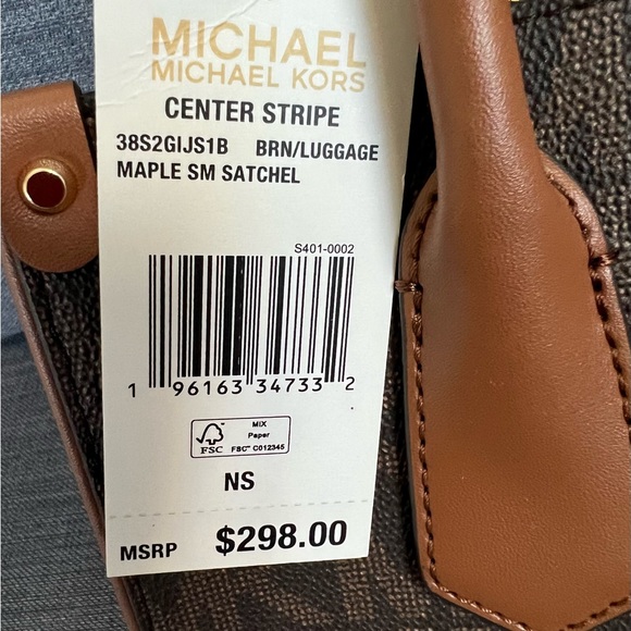 NWT MICHAEL KORS CENTER STRIPE MAPLE SMALL SATCHEL - Picture 7 of 7
